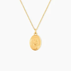 Pendentif Vierge Ovale Or Jaune