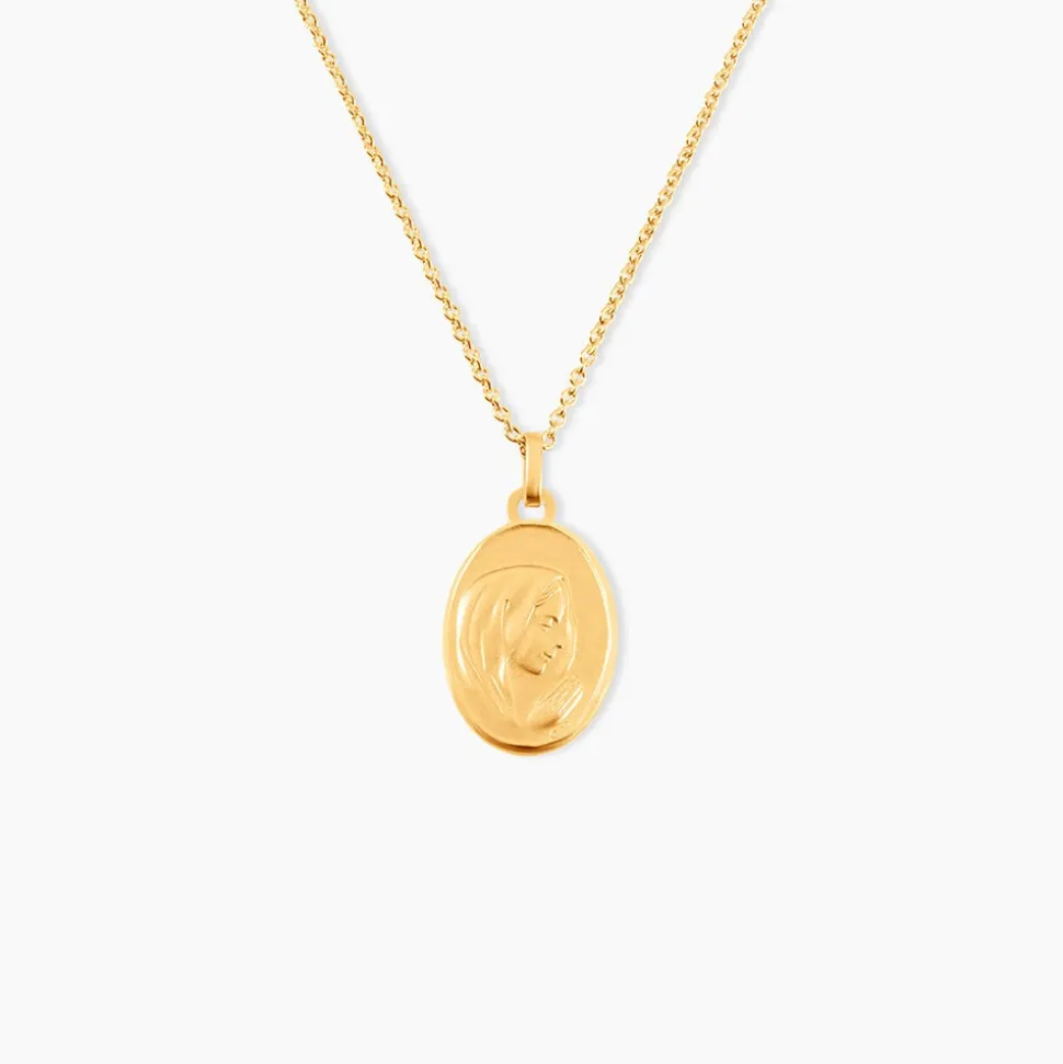 Pendentif Vierge Ovale Or Jaune