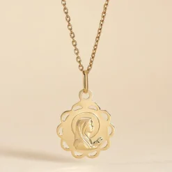 Pendentif Vierge Rond Dentelle Or Jaune|Marc Orian Clearance
