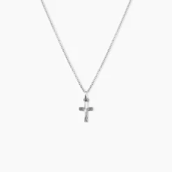 Pendentif Yona Croix Striee Or Blanc