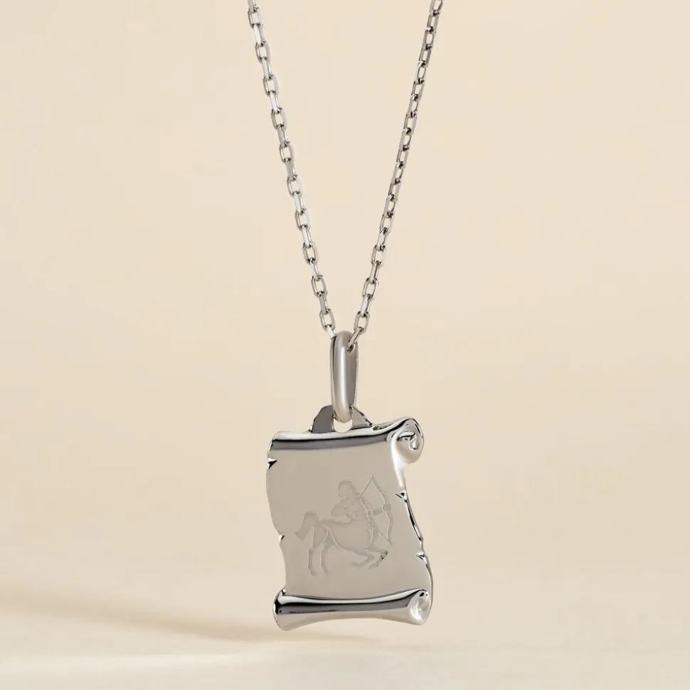 Pendentif Zodiaque Parchemin Argent Blanc