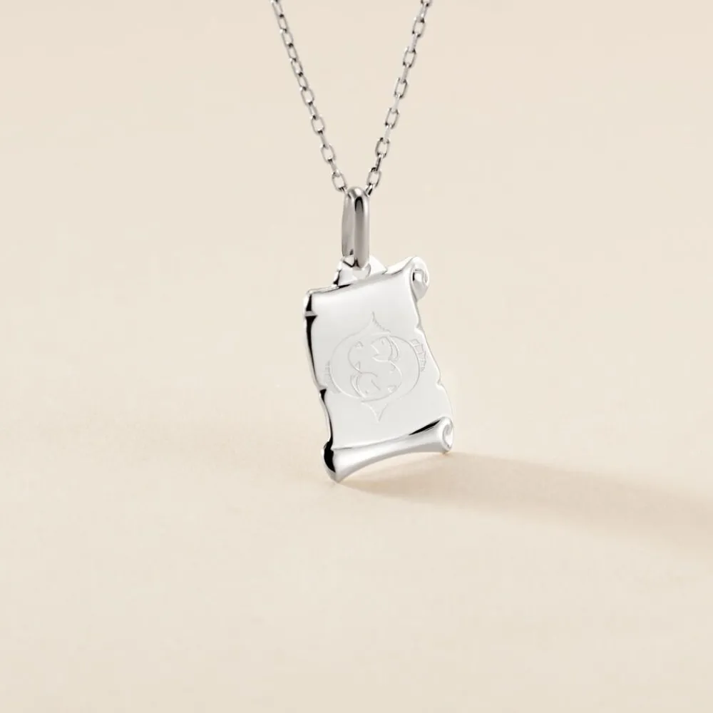 Pendentif Zodiaque Parchemin Argent Blanc|Marc Orian