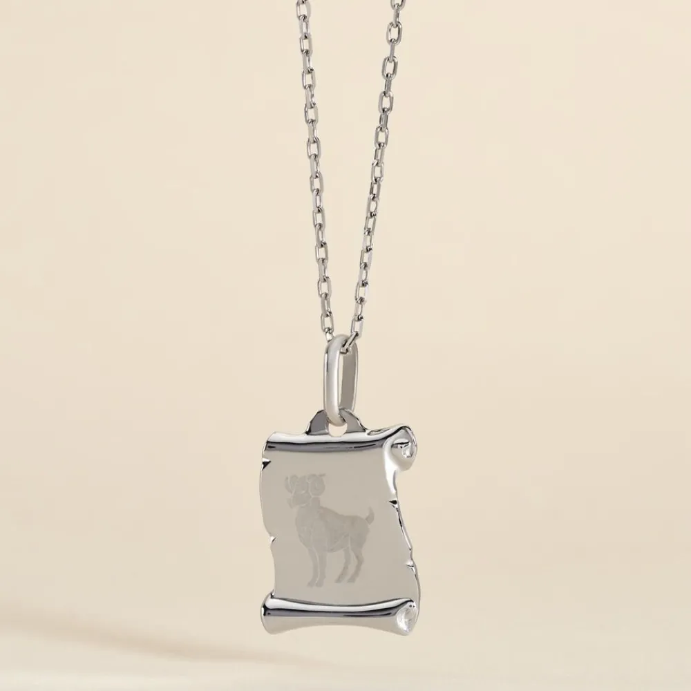 Pendentif Zodiaque Parchemin Argent Blanc|Marc Orian Sale