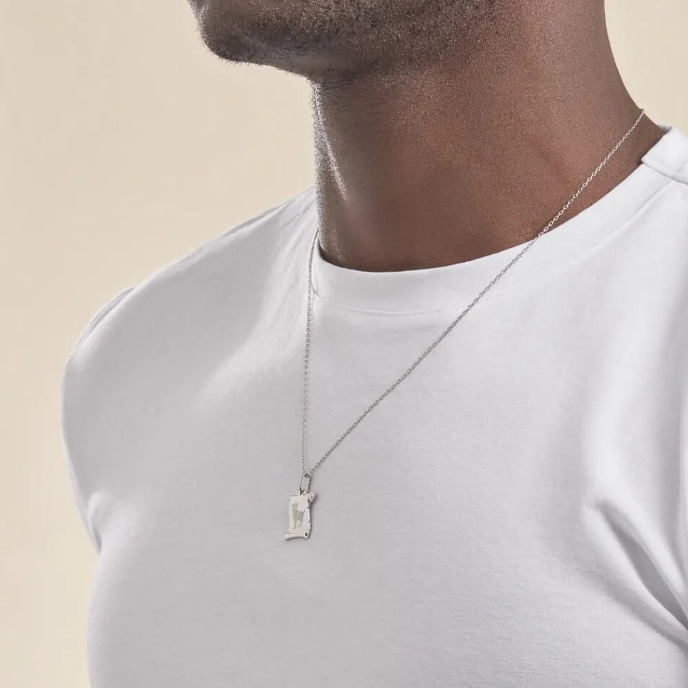 Pendentif Zodiaque Parchemin Argent Blanc|Marc Orian Sale