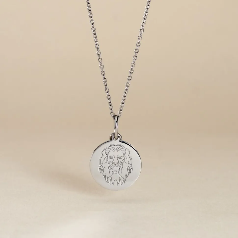 Pendentif Zodiaque Rond Argent Blanc