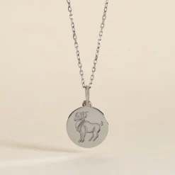 Pendentif Zodiaque Rond Argent Blanc