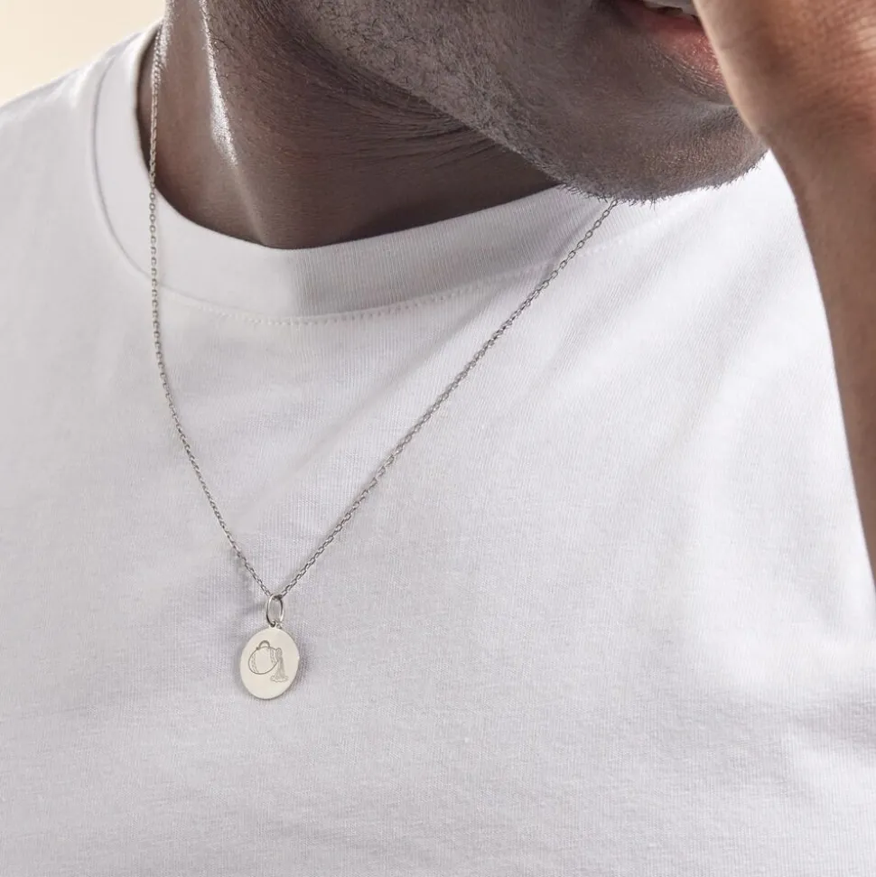 Pendentif Zodiaque Rond Argent Blanc