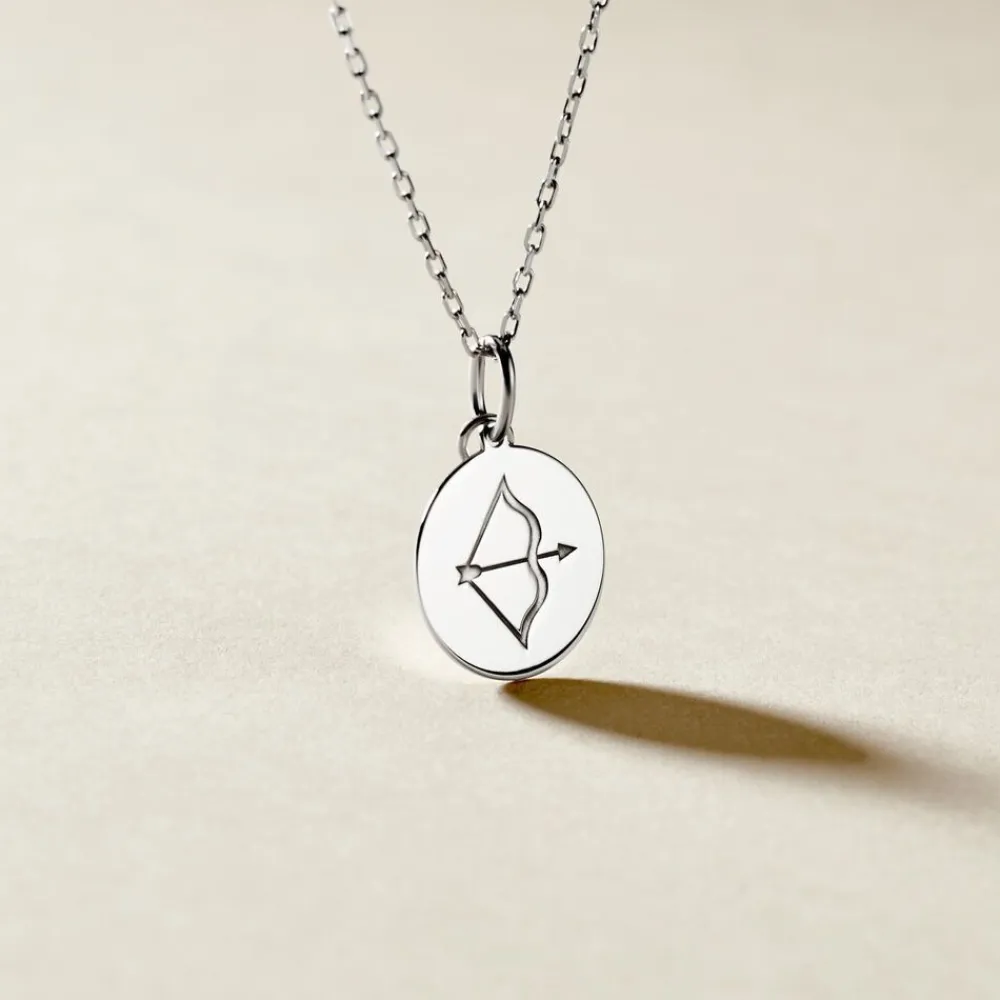 Pendentif Zodiaque Rond Argent Blanc|Marc Orian Online