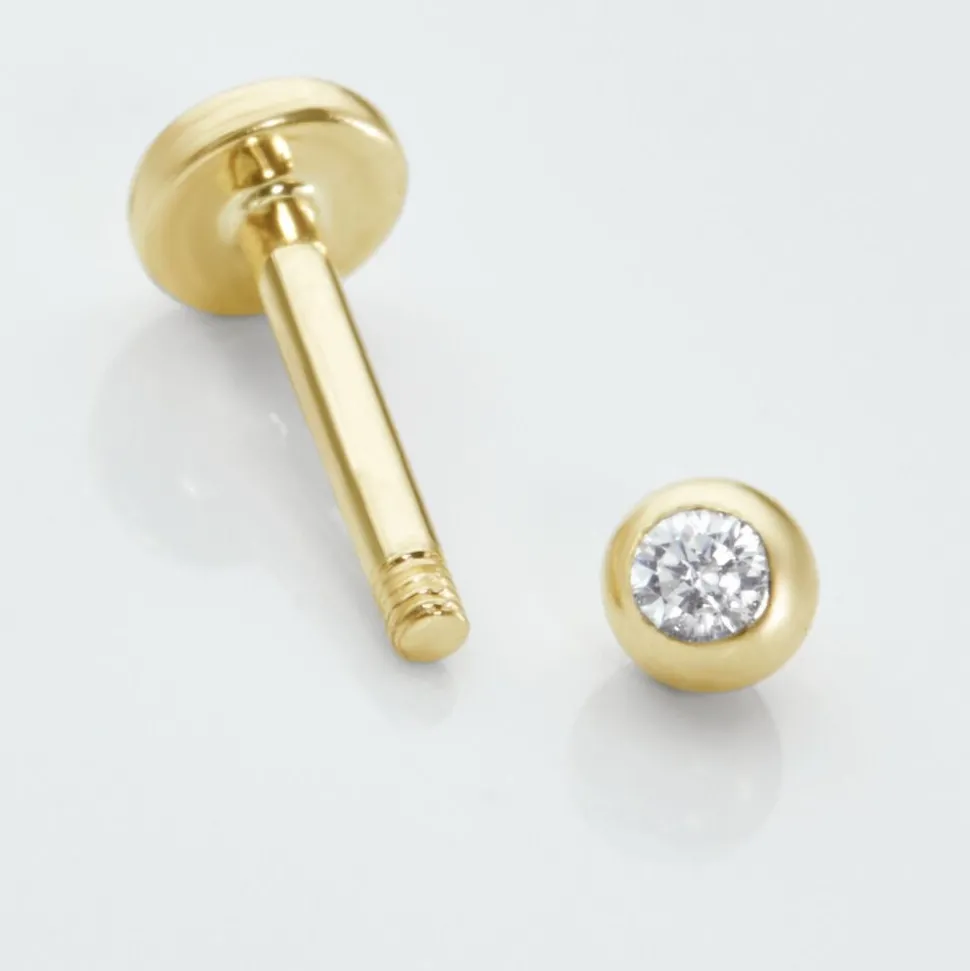 Piercing De Labret Or Jaune Acanta Oxyde De Zirconium