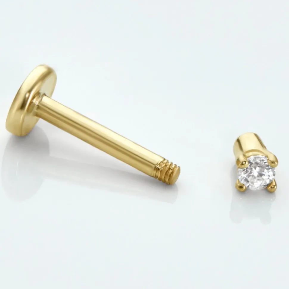Piercing De Labret Or Jaune Catala Oxyde De Zirconium