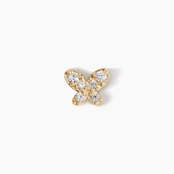 Piercing D'oreille Unitaire Papillion Or Jaune Oxyde De Zirconium